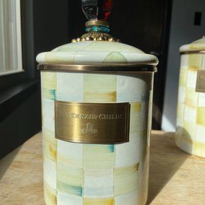 MacKenzie-Childs Parchment Check Enamel Canister - Medium ONLY